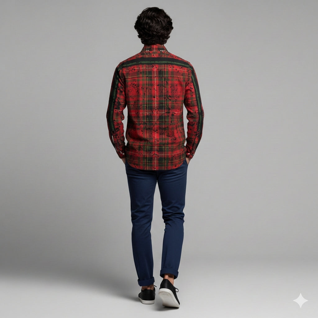 Splat Tartan Green MotoStripe™ Shirt