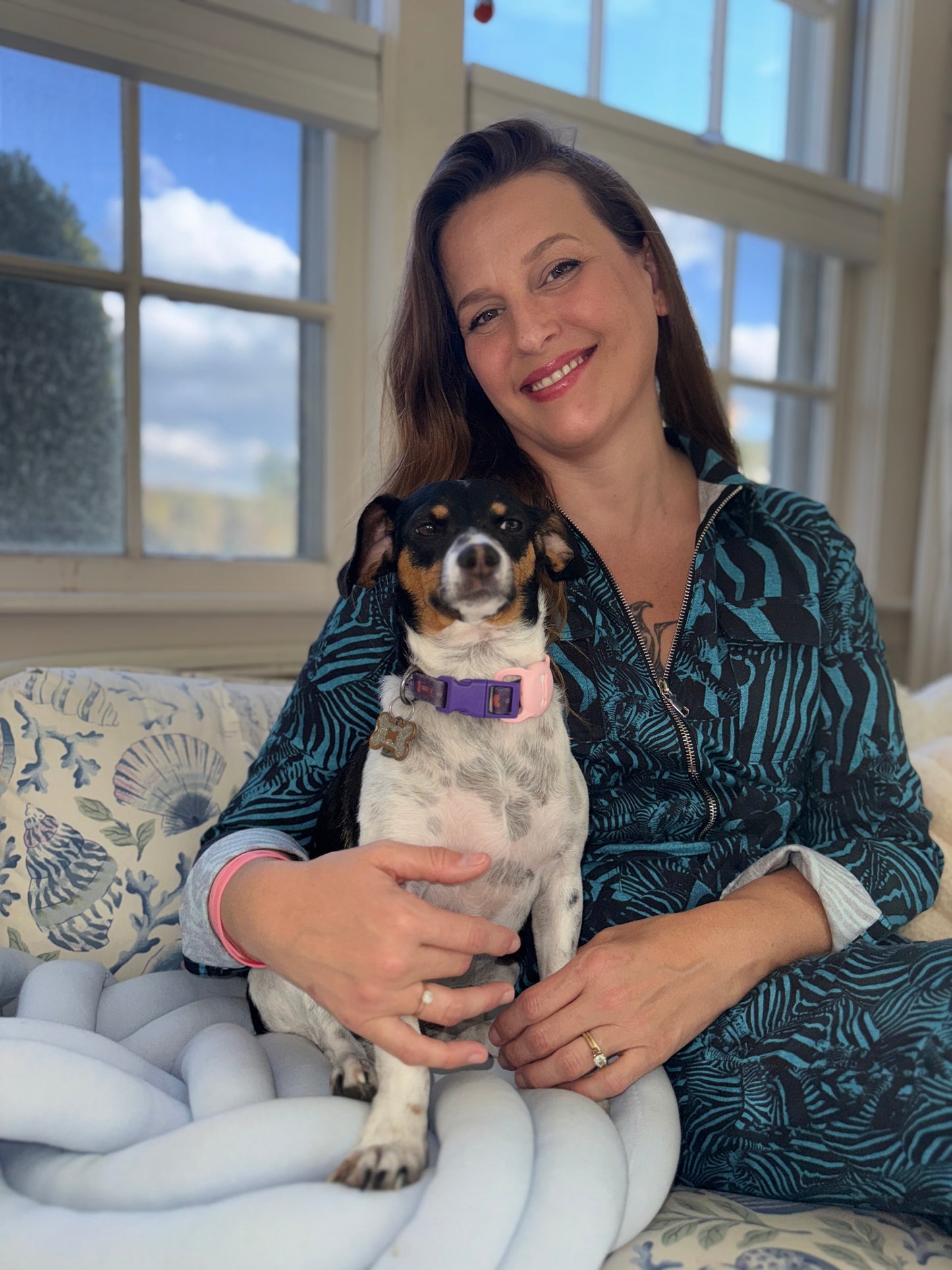 Blue Zebra Zip-up Jumpsuit