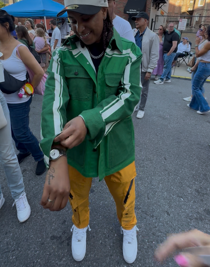 The Vintage Green MotoStripe™ Chore Coat 🌿🤍