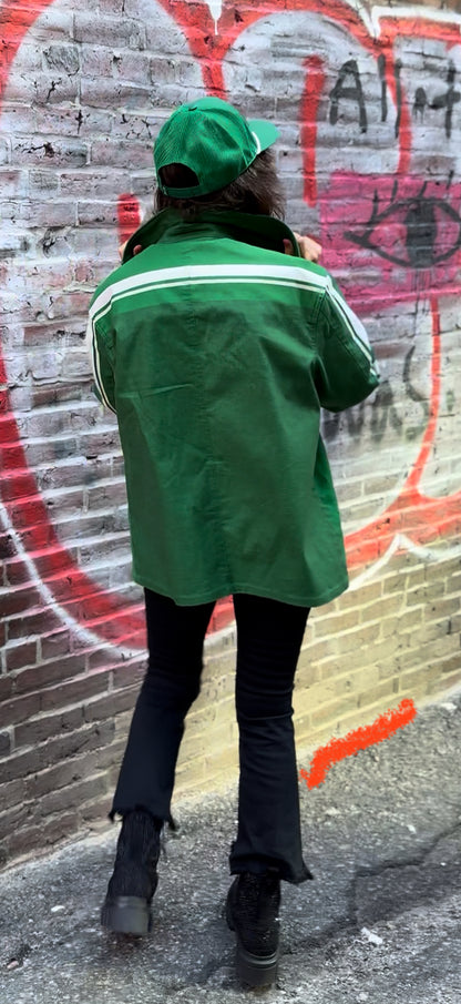 The Vintage Green MotoStripe™ Chore Coat 🌿🤍