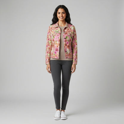 Rose & Hydrangea Women’s Jean Jacket 🌹🌸💚 