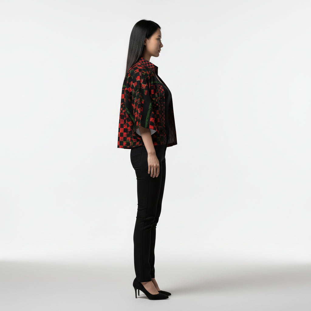 Tartan Chequed Splat MotoStripe™ Kimono Jacket