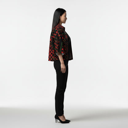 Tartan Chequed Splat MotoStripe™ Kimono Jacket