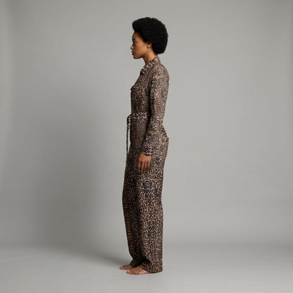 Leopard Head Zip Up Jumpsuit