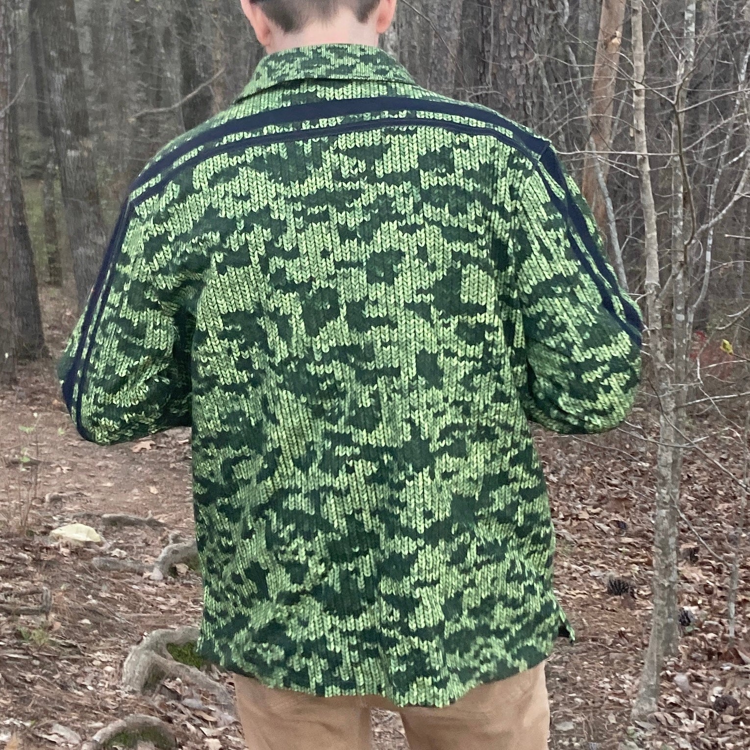 Forest Green🌲🧶Faux-Knit Denim Shirt Jacket 