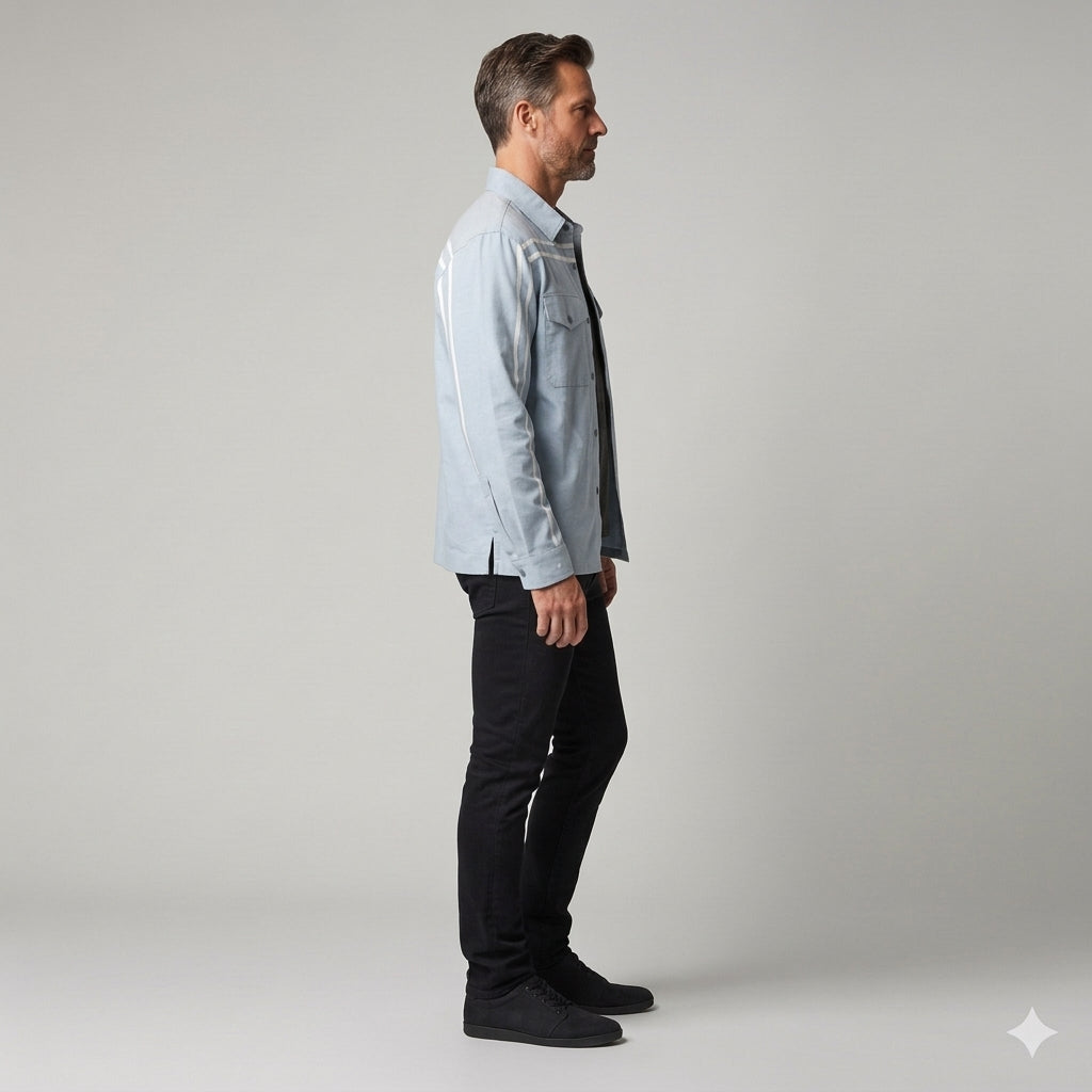 Wash Denim MotoStripe™ Snap Shirt