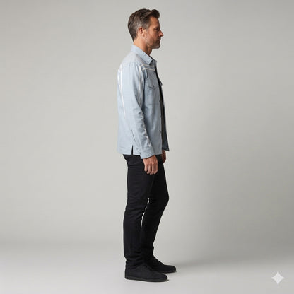 Wash Denim MotoStripe™ Snap Shirt