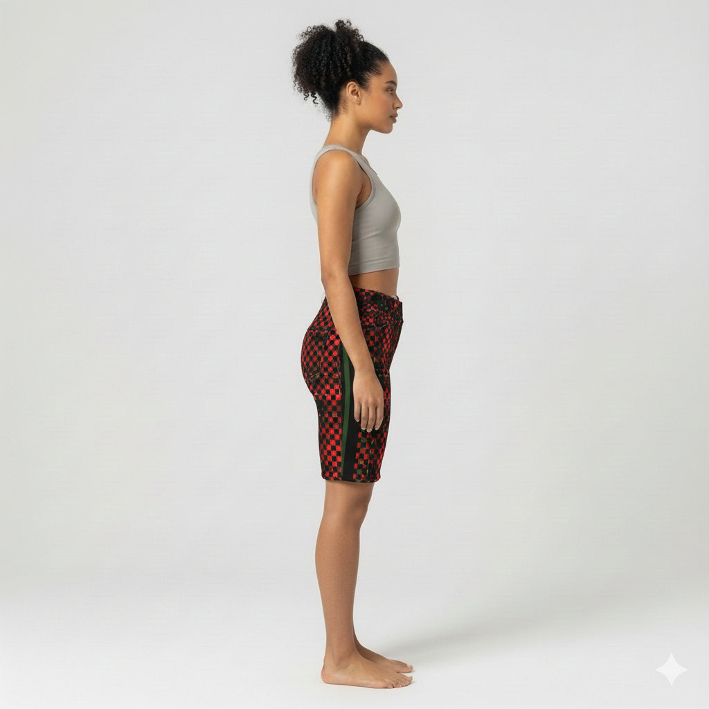 Chequered Splat MotoStripe™ Jean Shorts