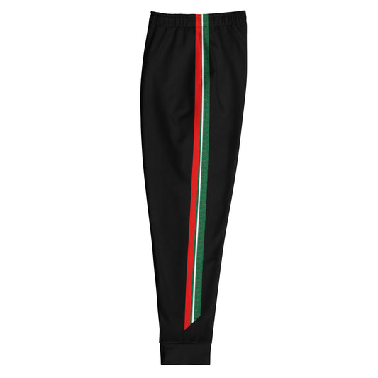 Mexico MotoStripe® Men's Joggers — black joggers with red, white and green stripe, left side view