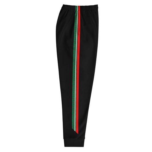 Mexico MotoStripe® Men's Joggers — black joggers with red, white and green stripe, right side view
