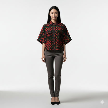 Tartan Chequed Splat MotoStripe™ Kimono Jacket