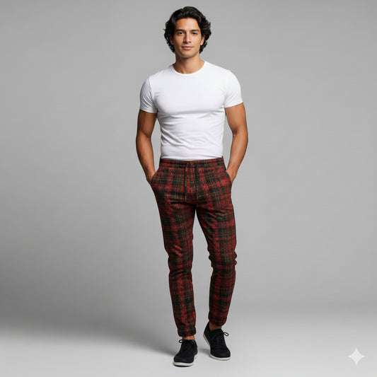 Tartan Race Green MotoStripe™ Pegged Trousers Copy