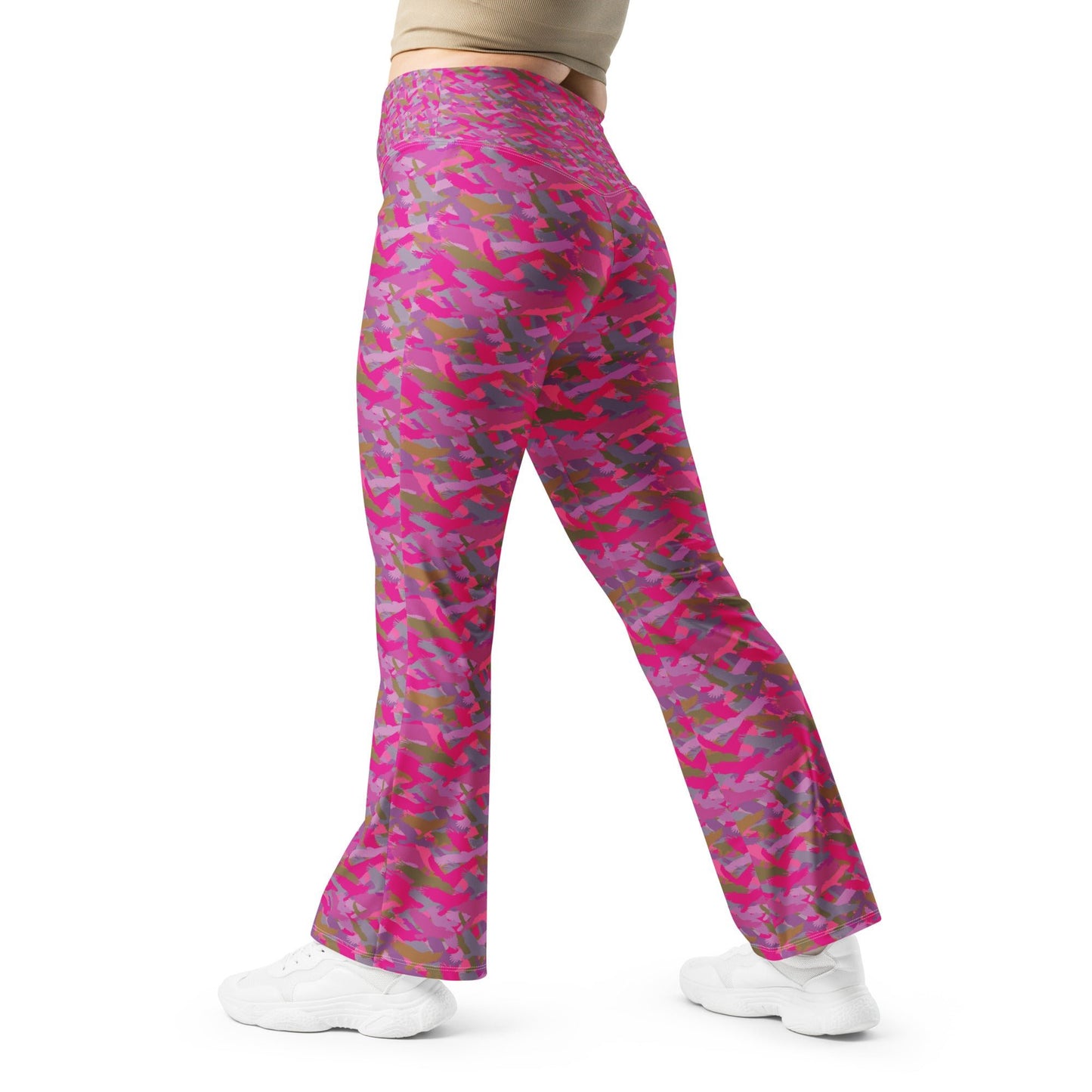 Bald Eagle Camo in Pinks and Purple Flare leggings - Alfano Dry Goods