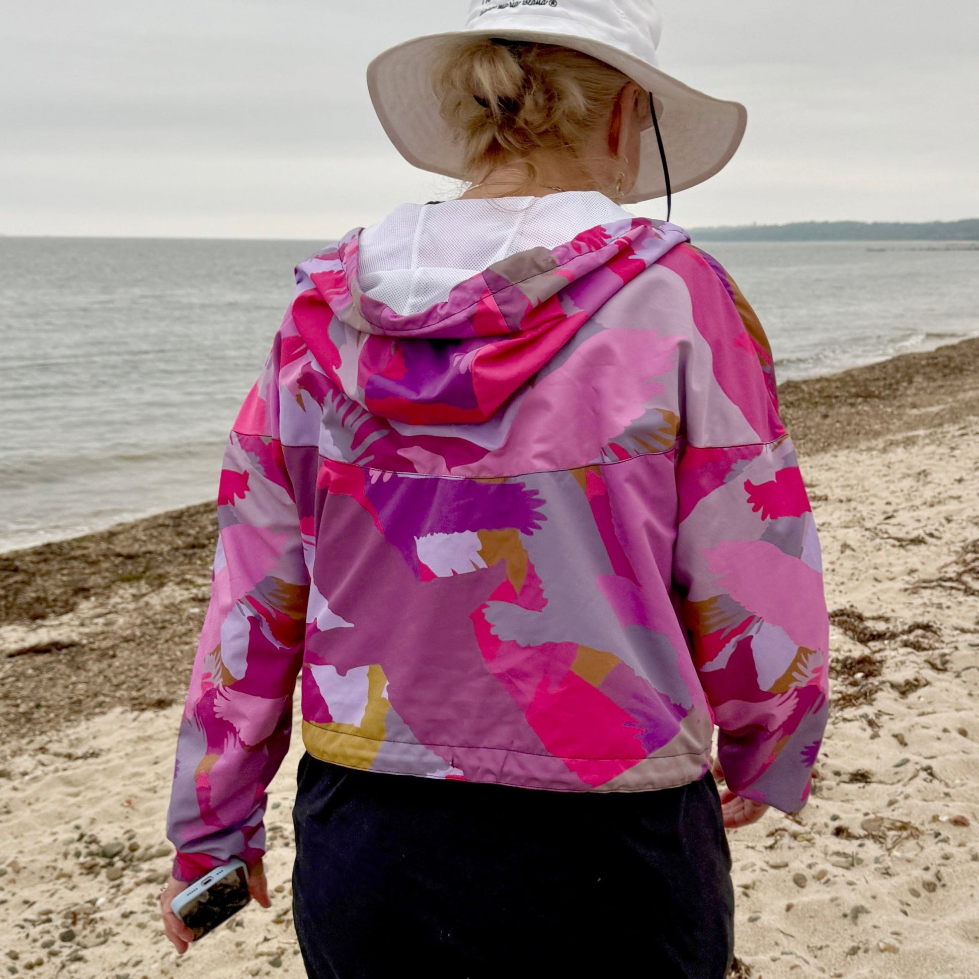 Bald Eagle Camouflage in Pinks - Women’s cropped windbreaker - Alfano Dry Goods