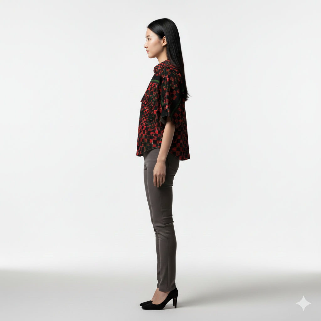 Tartan Chequed Splat MotoStripe™ Kimono Jacket