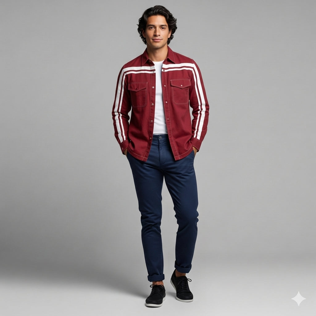 Crimson MotoStripe™ Snap shirt