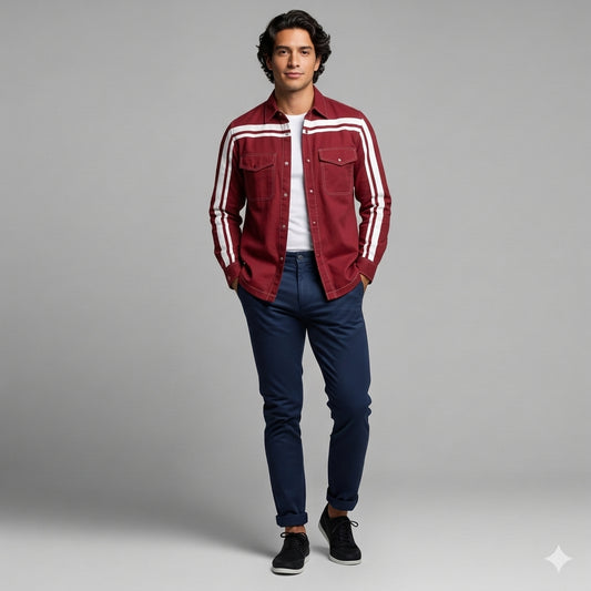 Crimson MotoStripe™ Snap shirt