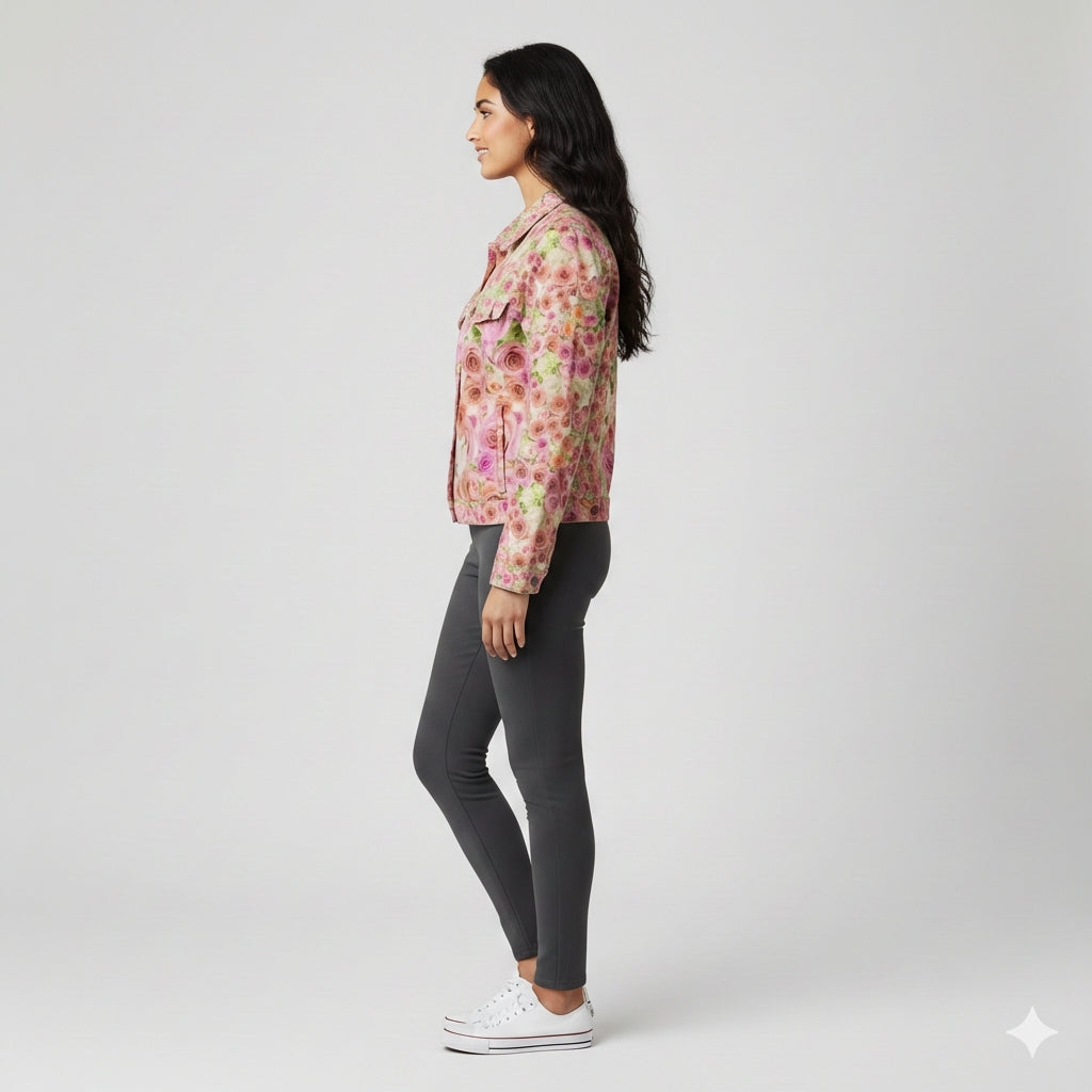 Rose & Hydrangea Women’s Jean Jacket 🌹🌸💚 