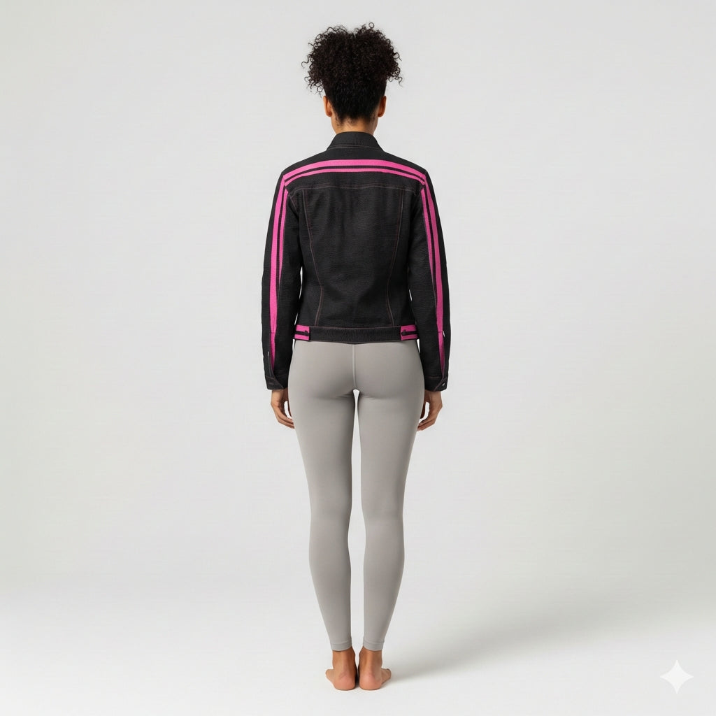 Pink MotoStripe™ Jean Jacket 🖤💖🏁