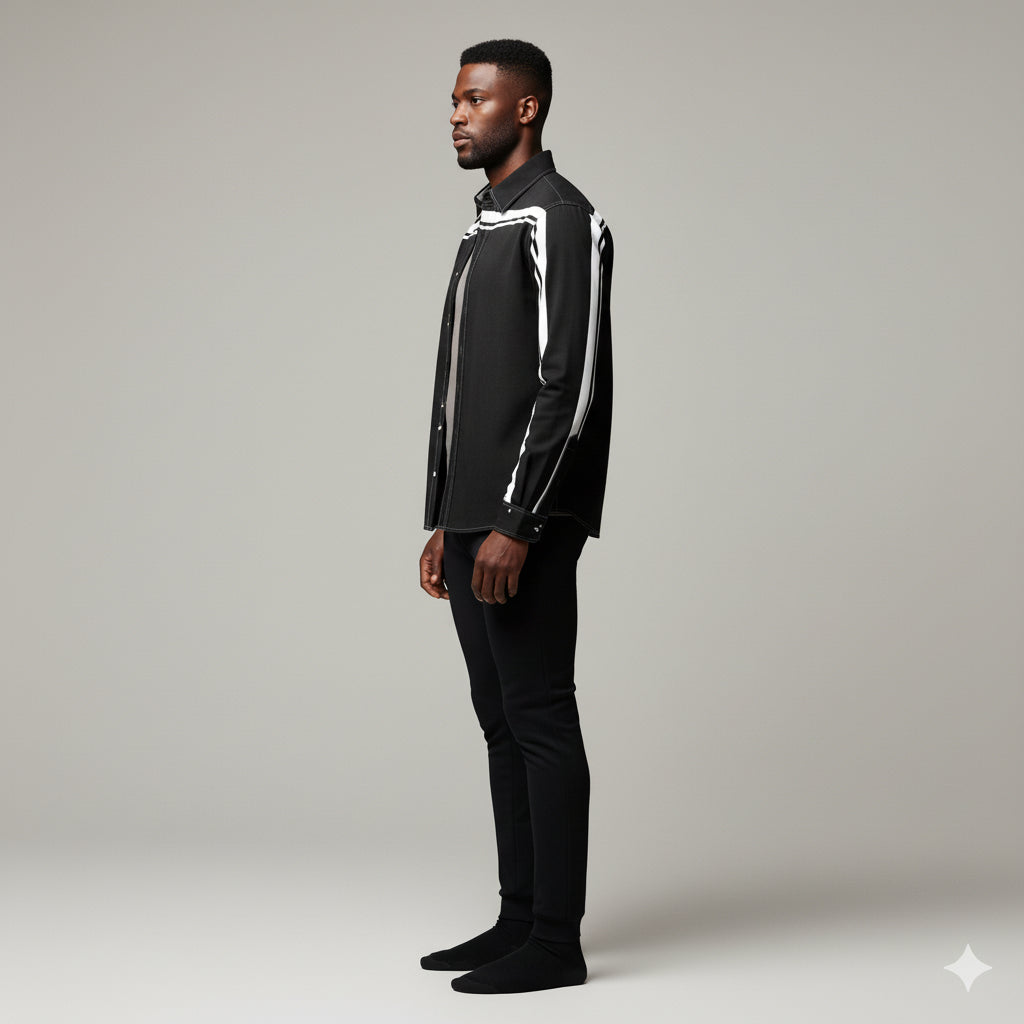 Black MotoStripe™ Slim Fit Men's Shirt