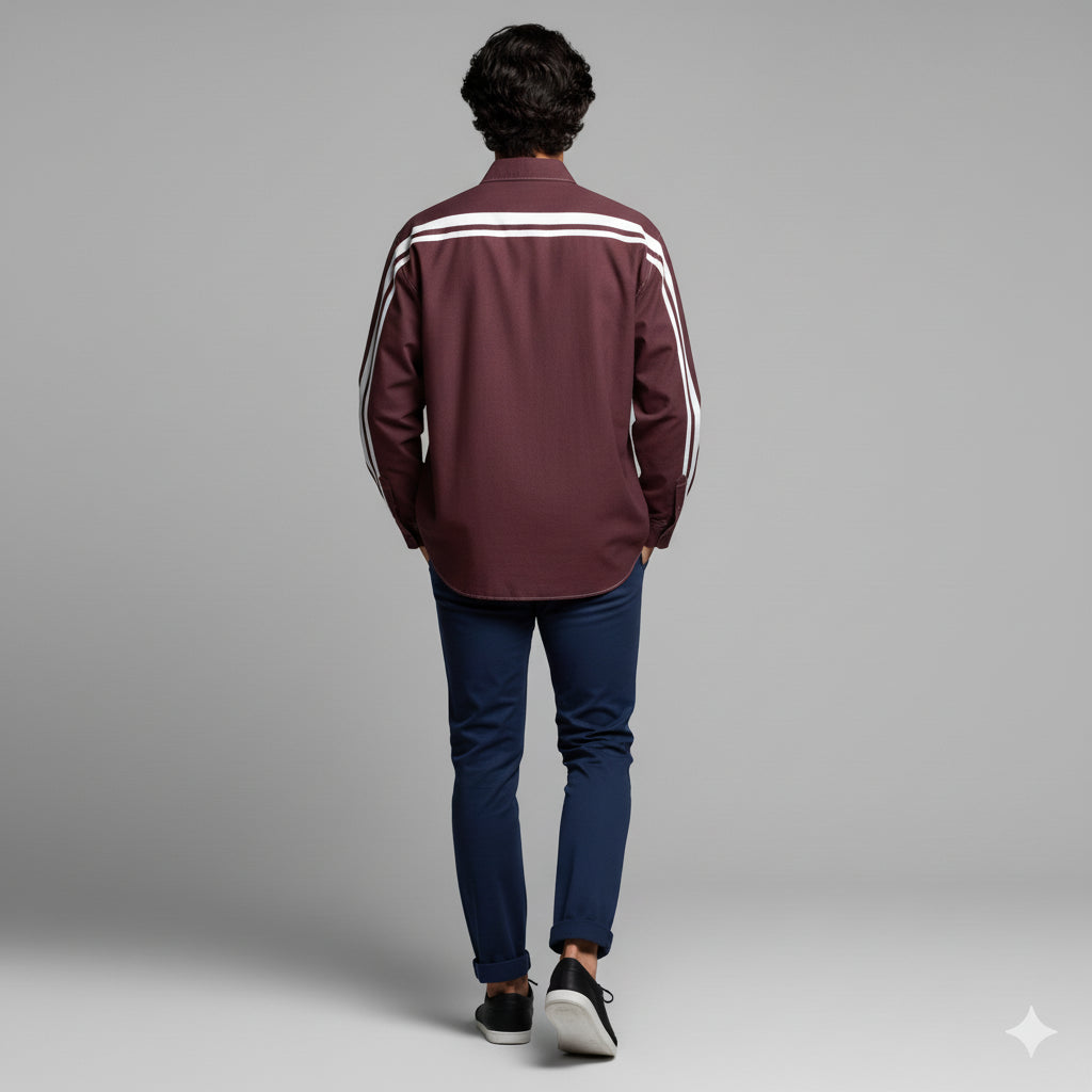 Maroon MotoStripe™ Oversized Men's Shirt