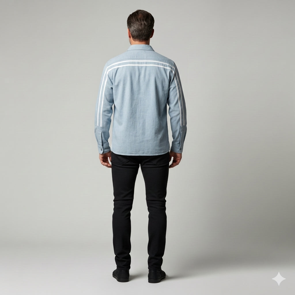 Wash Denim MotoStripe™ Snap Shirt