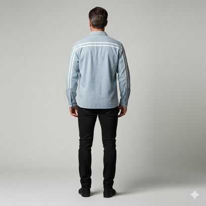 Wash Denim MotoStripe™ Snap Shirt