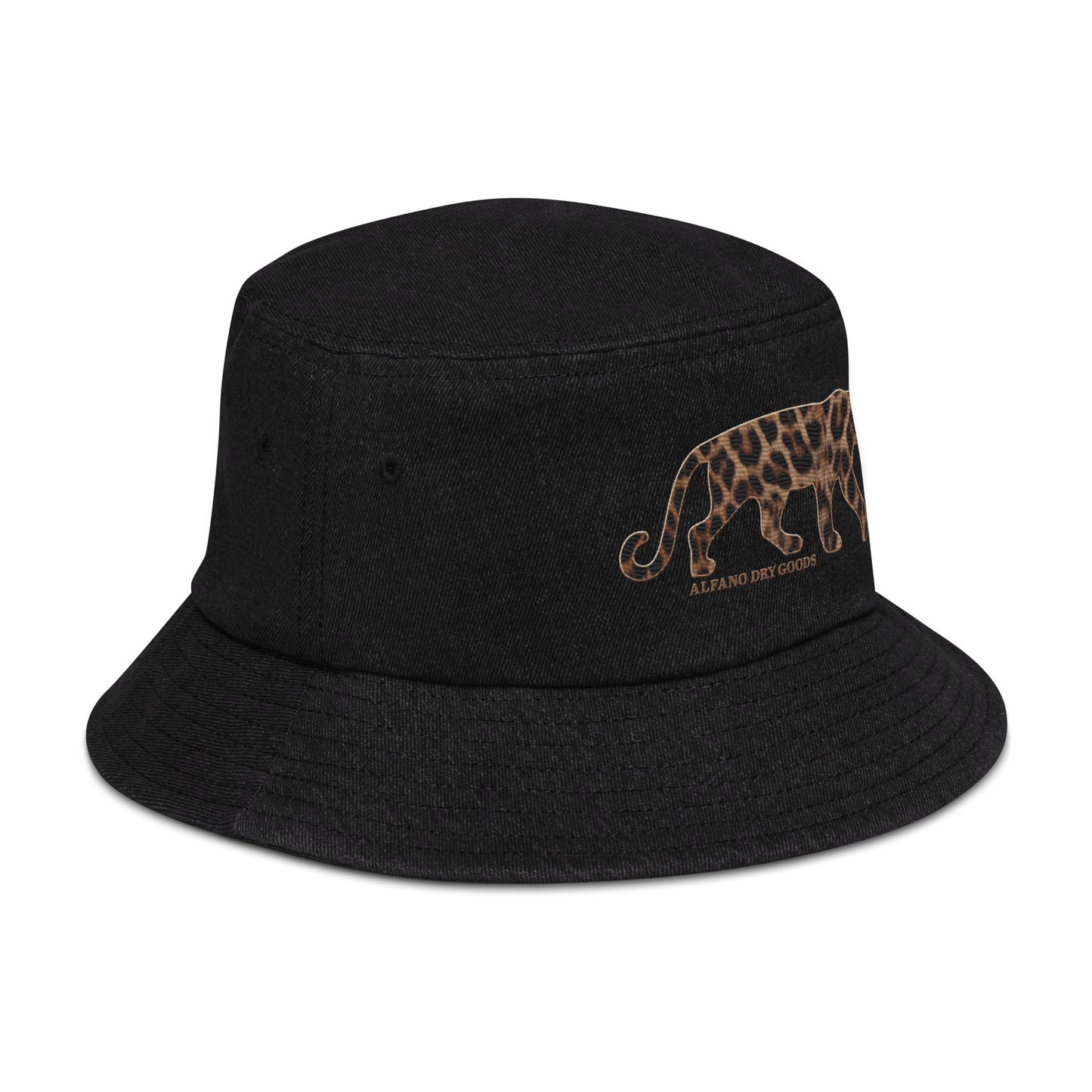 Leopard Stitch Denim bucket hat - Alfano Dry Goods