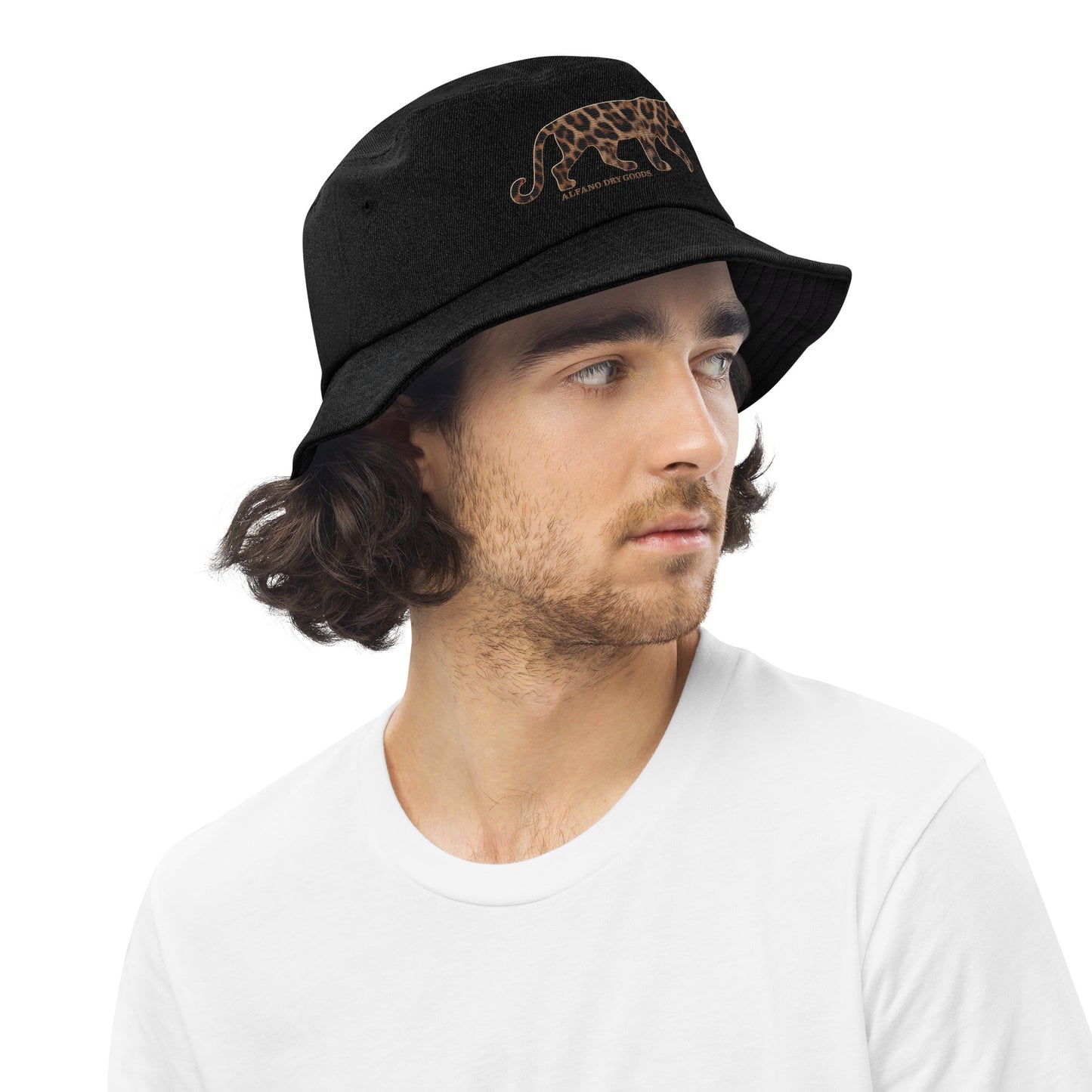 Leopard Stitch Denim bucket hat - Alfano Dry Goods