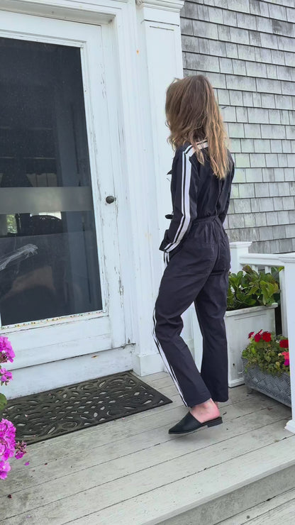 Black & White Zip Lightweight MotoStripe™ Jumpsuit