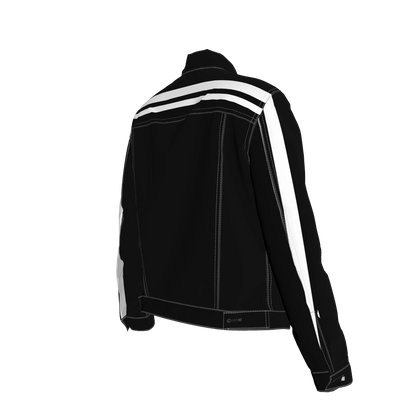 Black and White Stripe Women's Jean Jacket