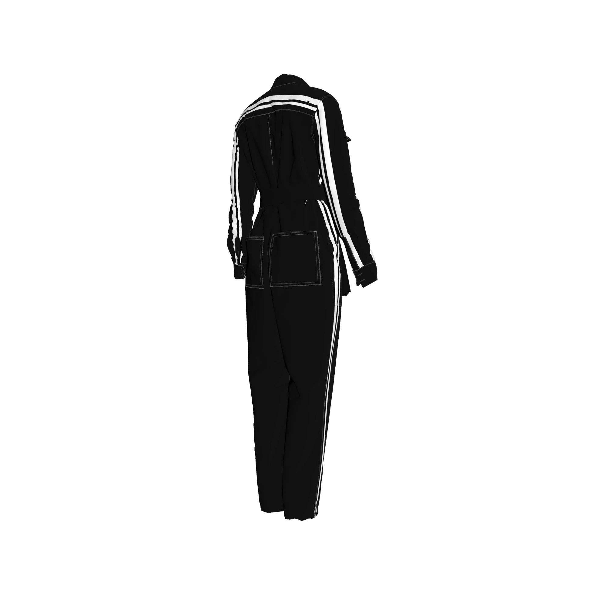 Black & White MotoStripe™ Jumpsuit Button Up