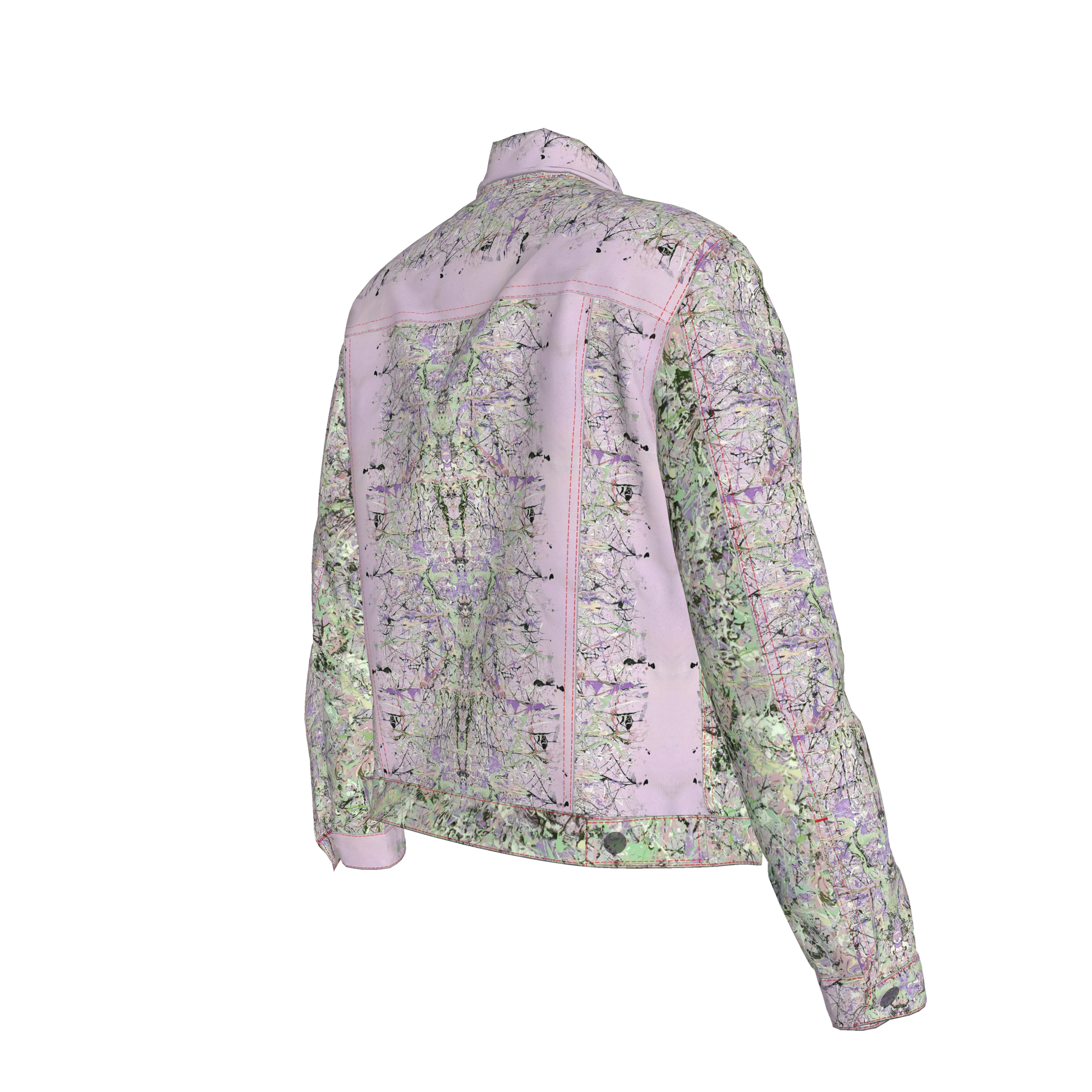 💜 Lilac & Green Splatter Canvas Jean Jacket