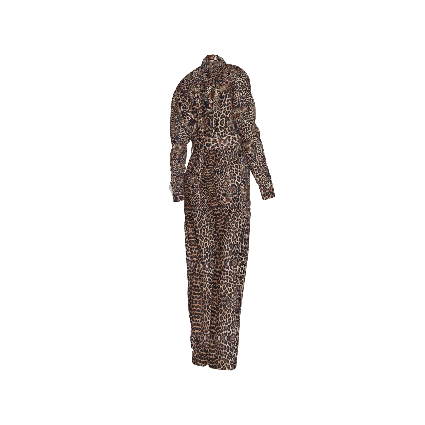 Leopard Head Zip Up Jumpsuit