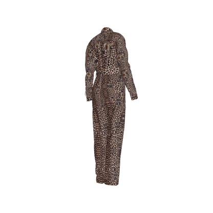 Leopard Head Zip Up Jumpsuit