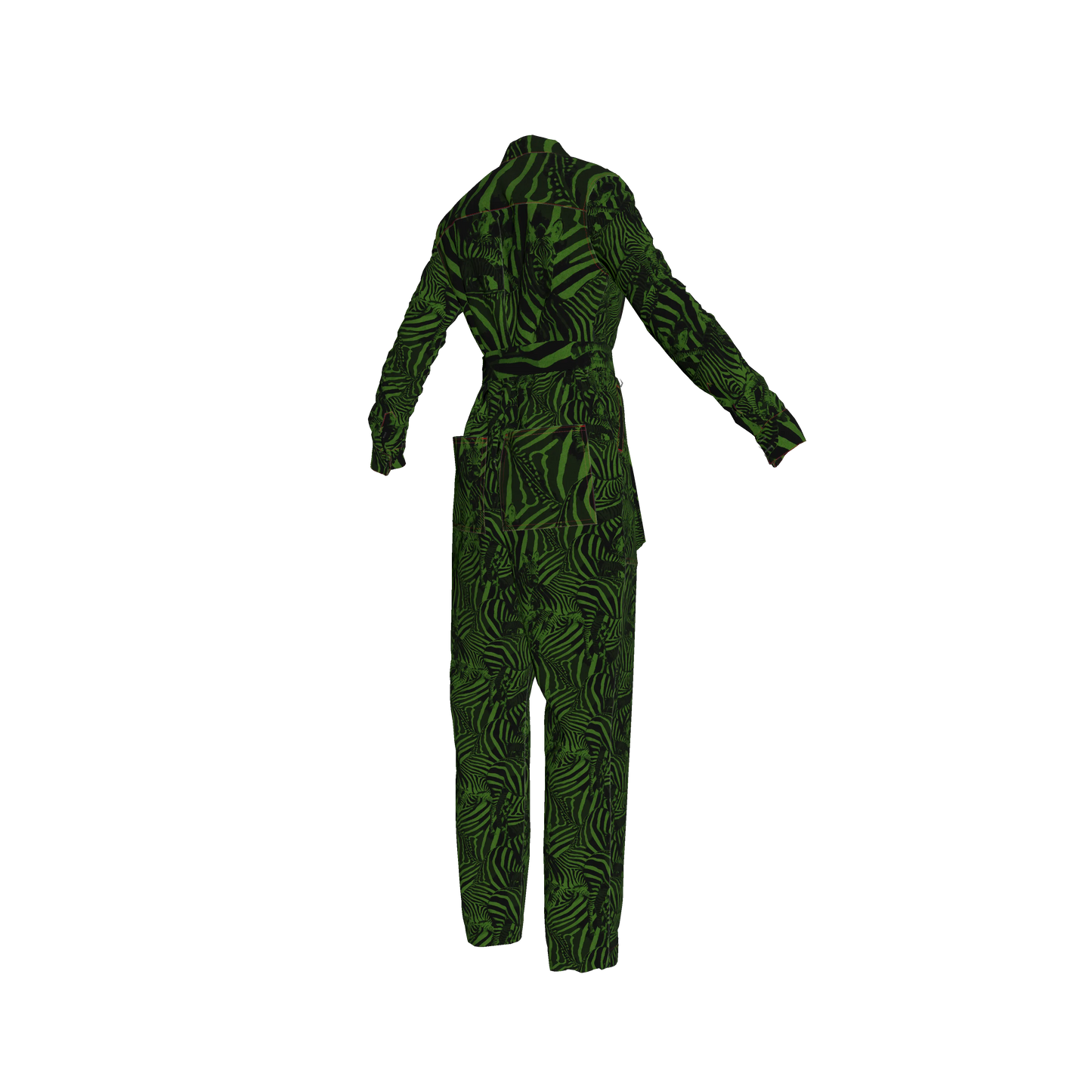 Green Zebra Button Jumpsuit