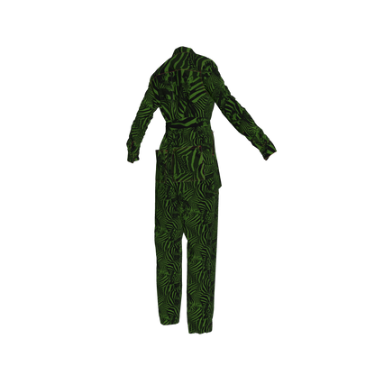 Green Zebra Button Jumpsuit