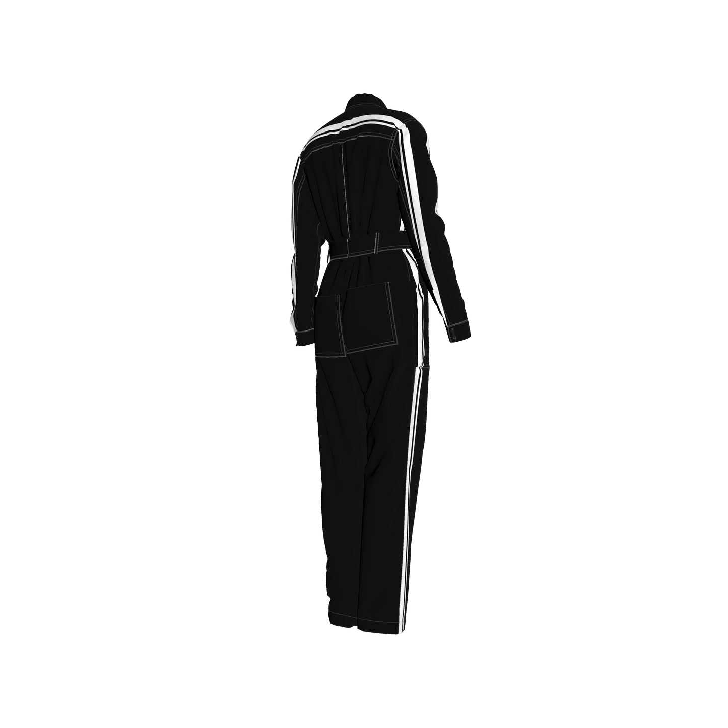 Black & White Lightweight Organic Cotton Flannel MotoStripe™ Jumpsuit