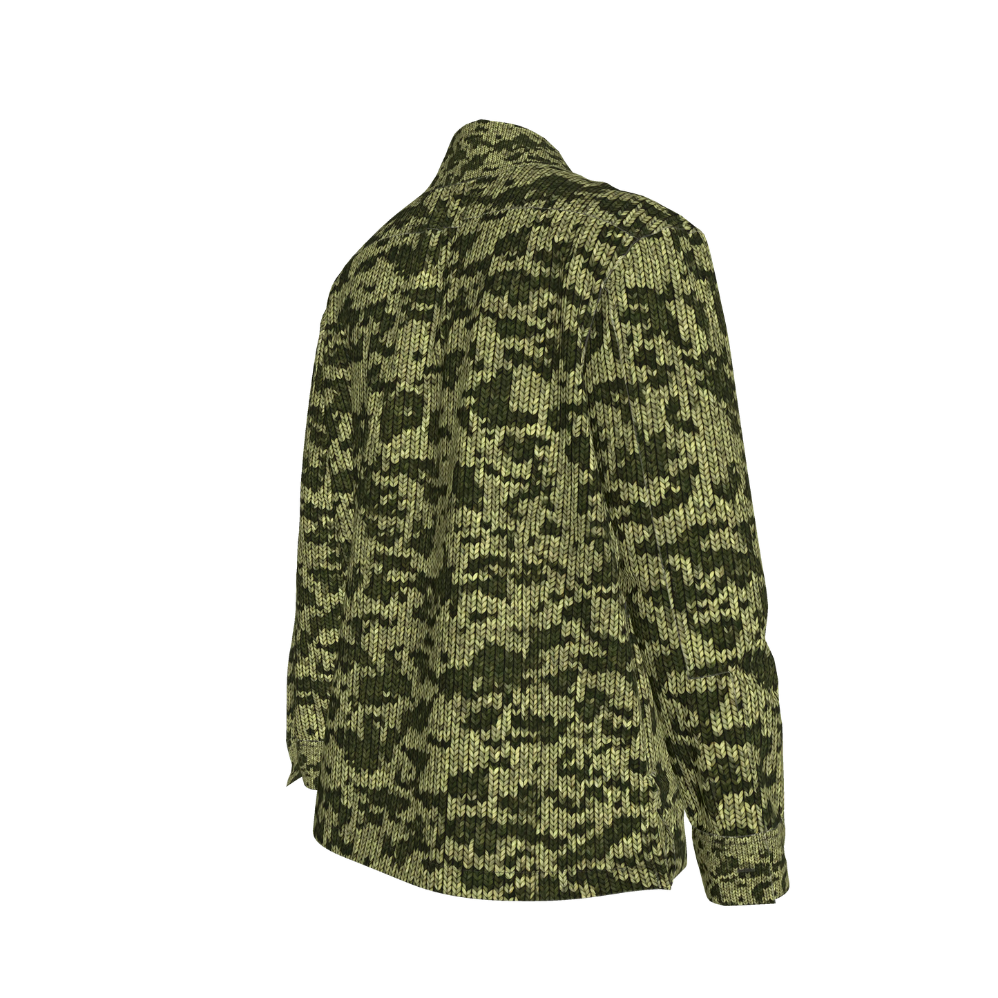 Forest Green🌲🧶Faux-Knit Denim Shirt Jacket 