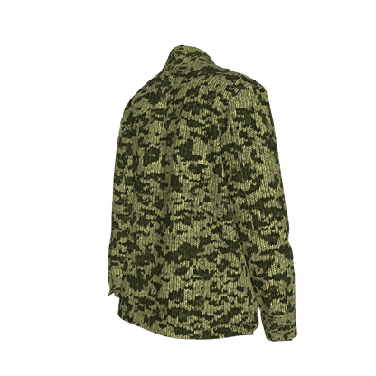 Forest Green🌲🧶Faux-Knit Denim Shirt Jacket 