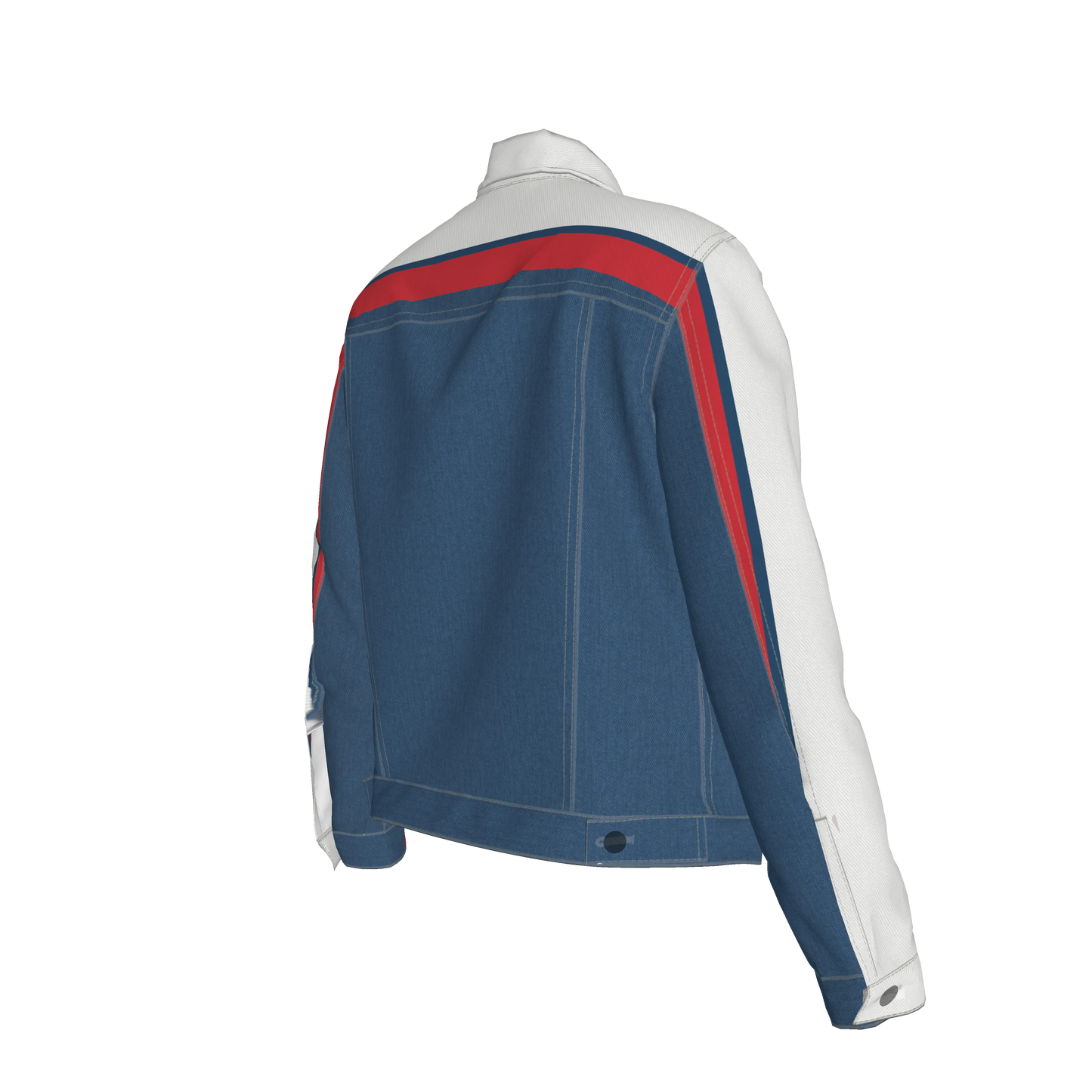 Retro MotoStripe™ Jean Jacket – Red, White & Blue