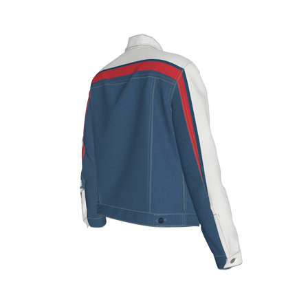 Retro MotoStripe™ Jean Jacket – Red, White & Blue