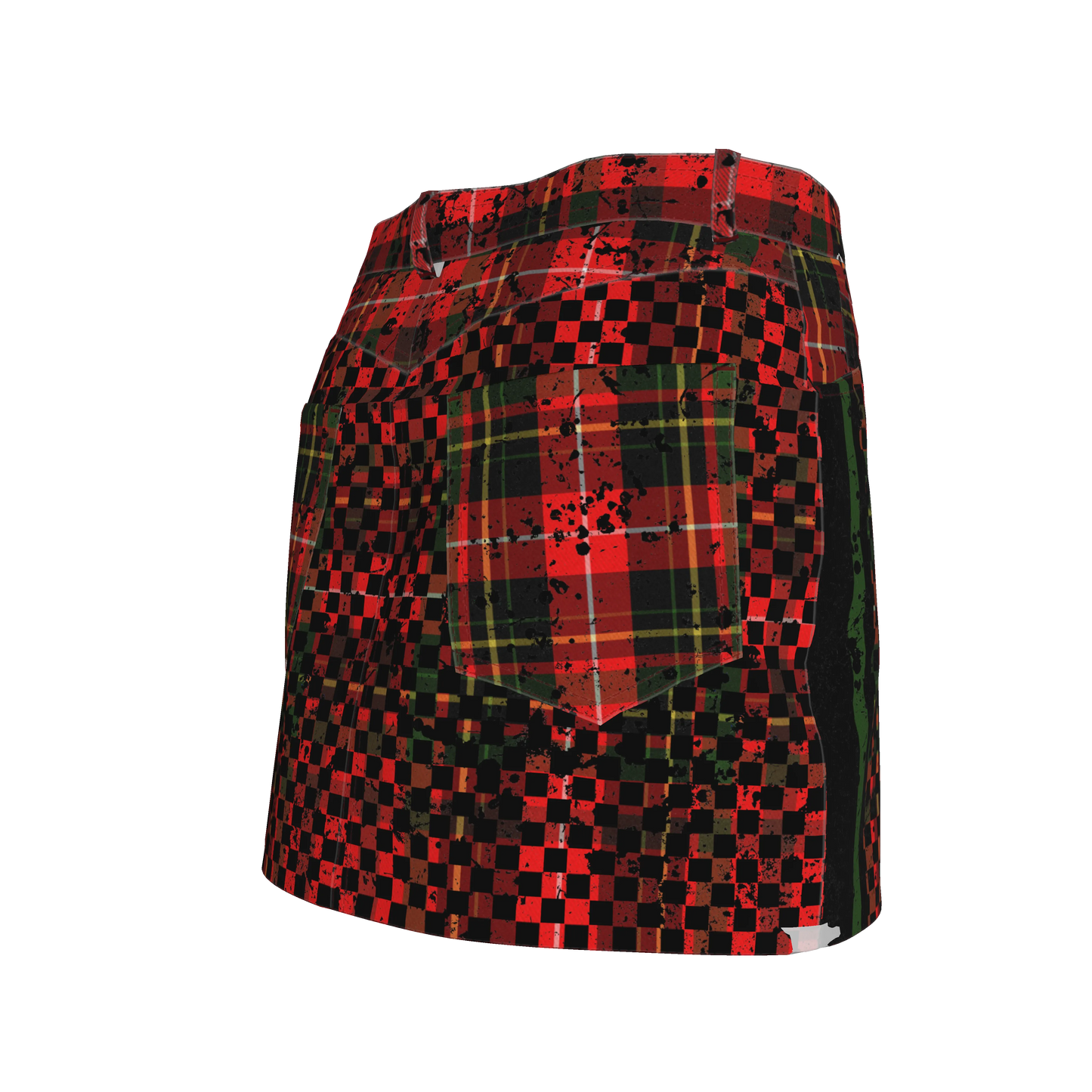 Tartan Check Splat MotoStripe™ Jean Skirt