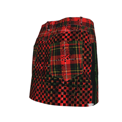 Tartan Check Splat MotoStripe™ Jean Skirt