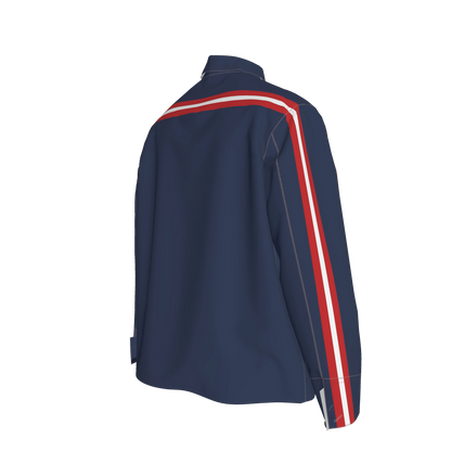 🟦🔴⚪ The Retro Blue MotoStripe™ Chore Coat