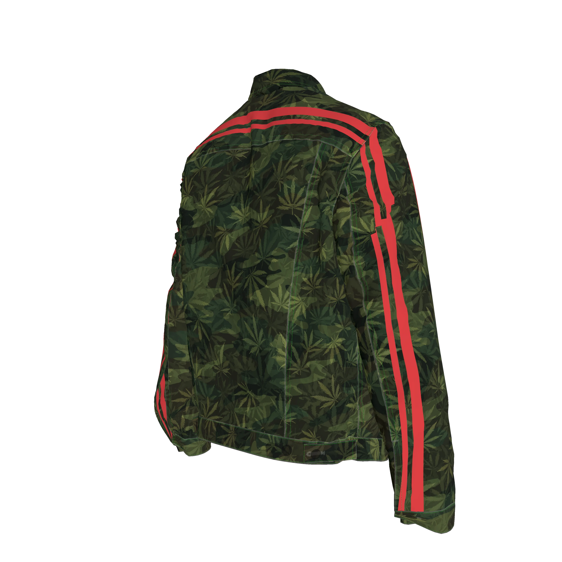 🌿Green Leaf Red MotoStripe™ Men's Jean Jacket