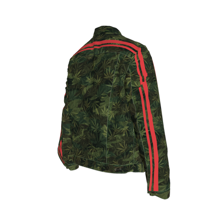 🌿Green Leaf Red MotoStripe™ Men's Jean Jacket