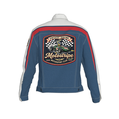 Retro MotoStripe™ Jean Jacket – Red, White & Blue