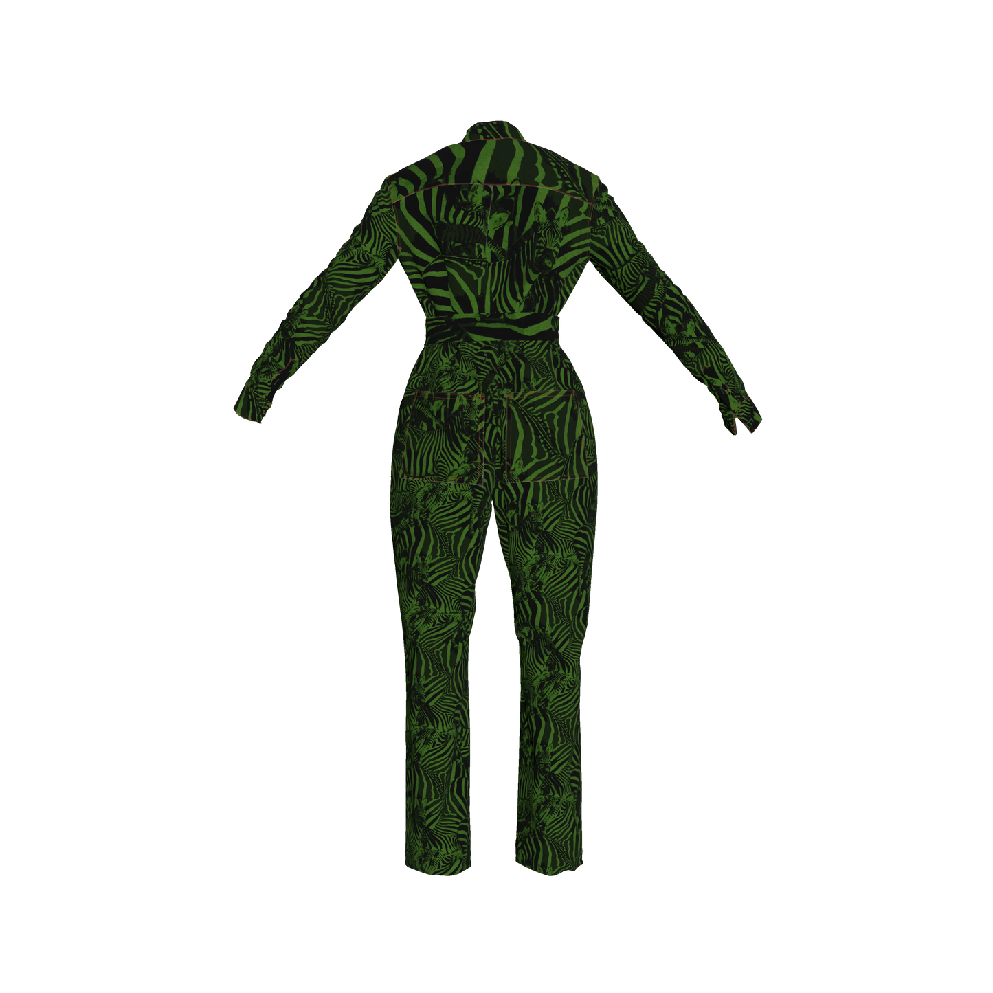 Green Zebra Button Jumpsuit