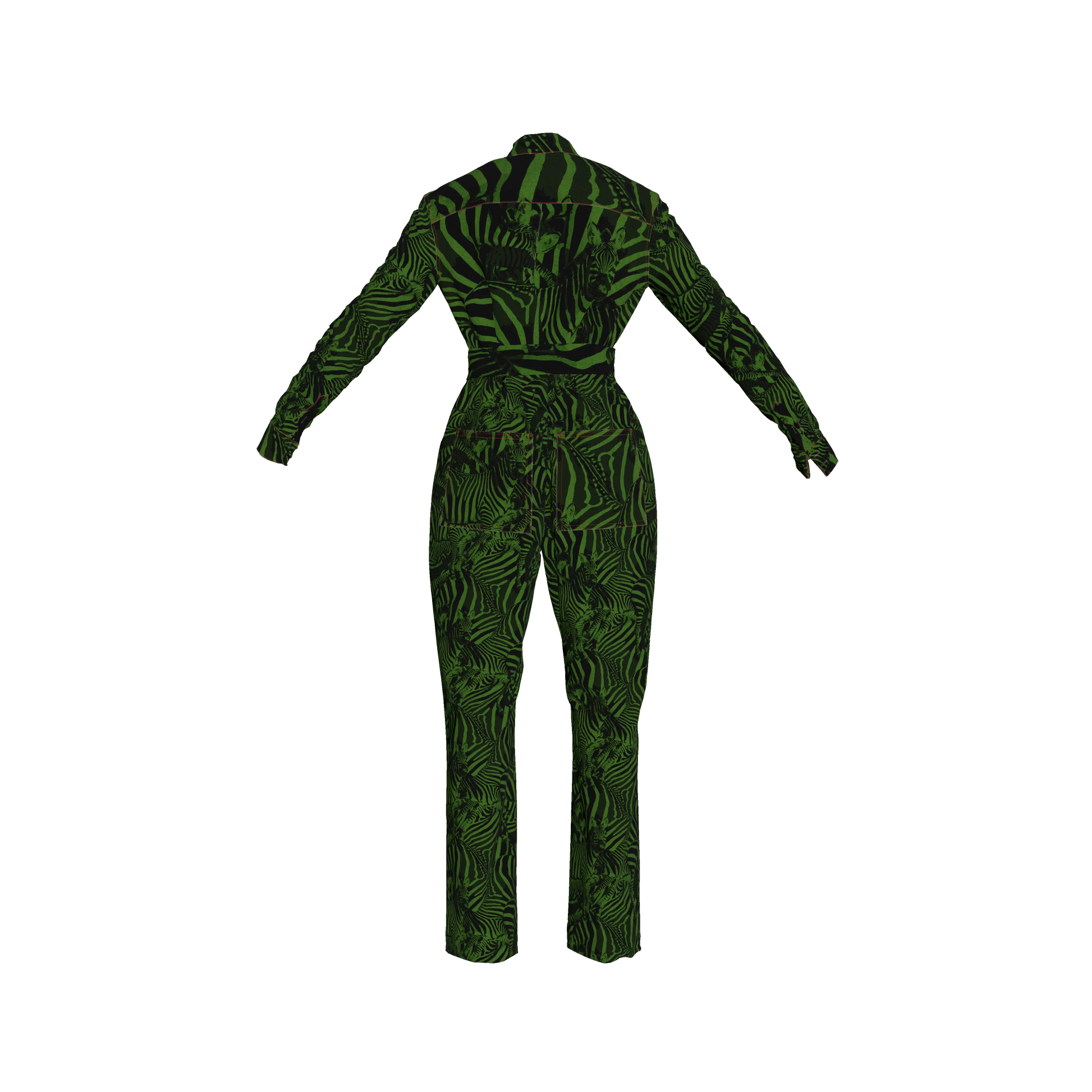 Green Zebra Button Jumpsuit